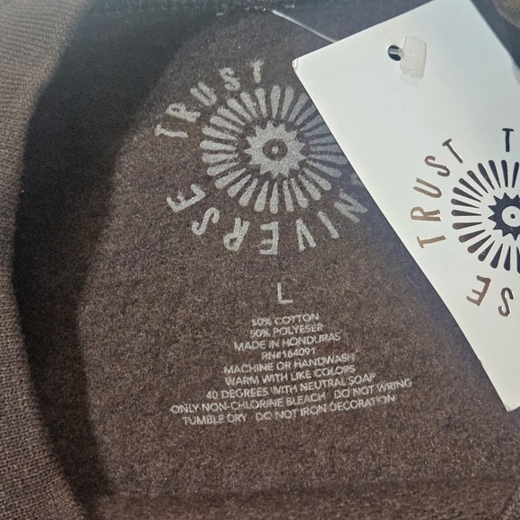 Trust The Universe Adventure Seeker Sweatshirt Womens Large Black Positive Vibes - Picture 5 of 5